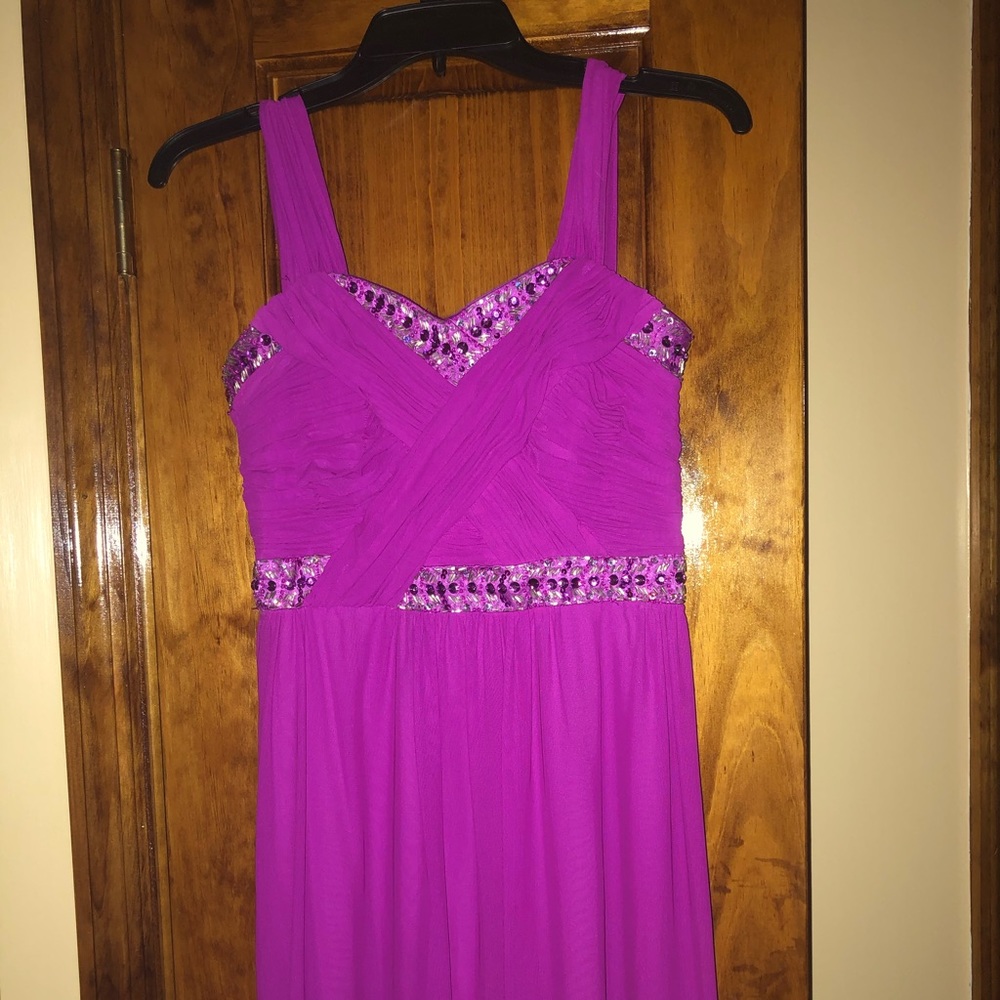 Purple sequins prom dress